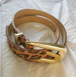 Genuine leather cheetah print belt.
